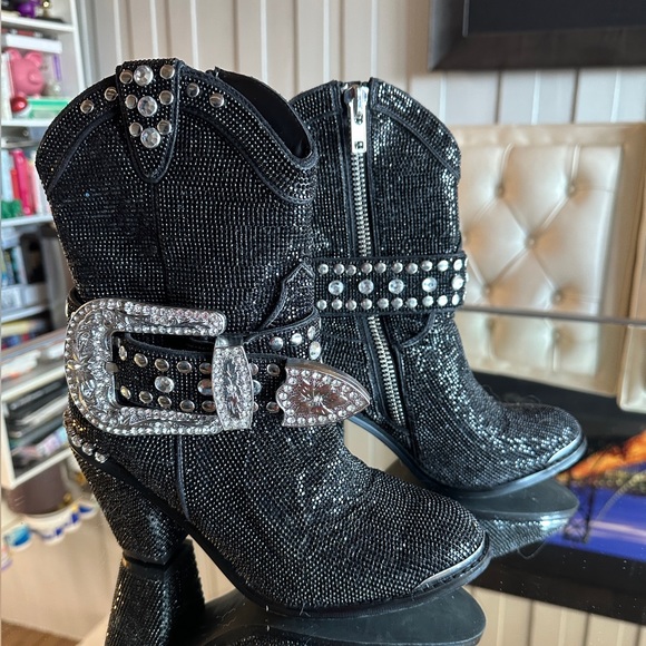 Club Exx Sheriff Shine Cowboy Boots 7 Black - Picture 4 of 13